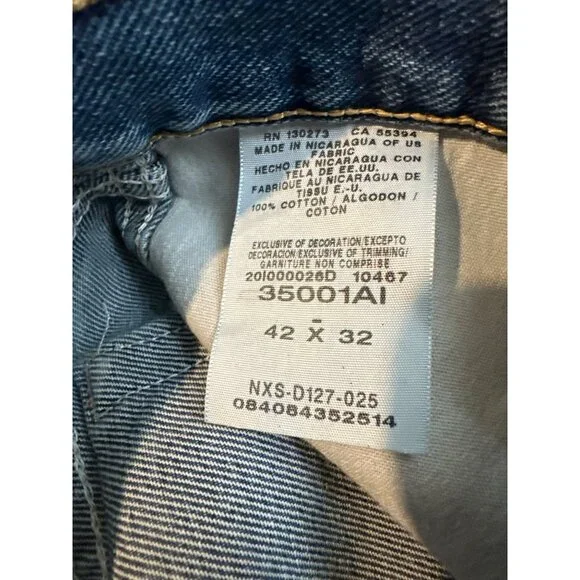 Wrangler Rugged Wear 35001AI Jeans Blue Men 42x32 Classic Fit 100% Cotton Denim